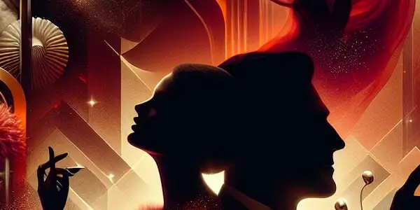 A mysterious couple in an intimate, luxurious setting, hinting at BDSM themes and evoking passion and desire.<a href=